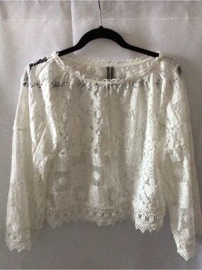Anthropologie Ivory Lace Peasant Blouse
